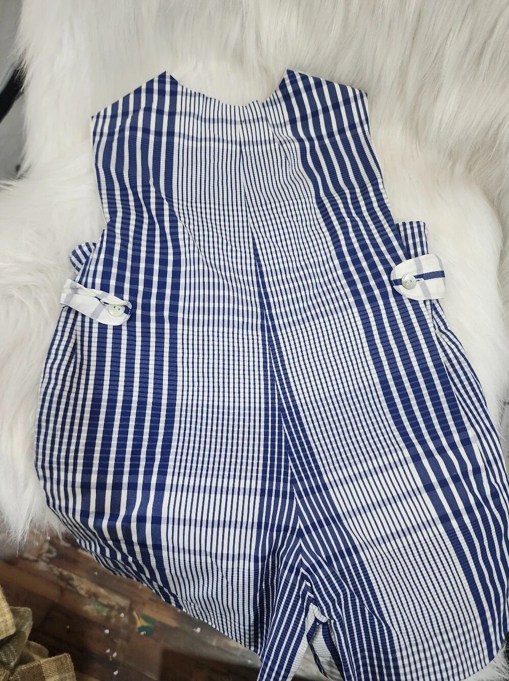 Papo d'Anjo Kids Button-Shoulder Rompers Lot 3:Gray, Yellow Plaid & Navy Stripes
